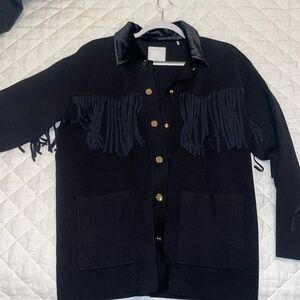 Sandro fringe velvet shirt. 36. NWT.